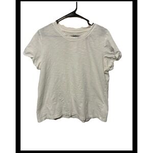 Gap Womens XL White Slub Knit Short Sleeve Crew Neck T-Shirt Cotton Basic Tee
